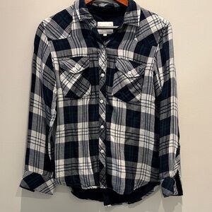 Rails Navy and White Plaid Shirt
